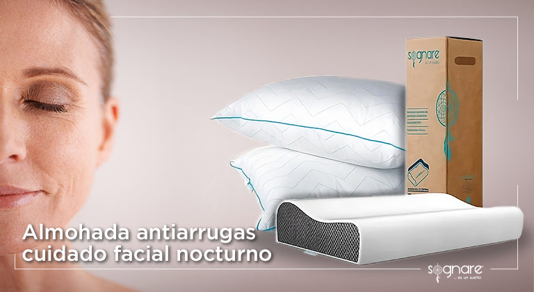 Almohada antiarrugas, cuidado facial nocturno