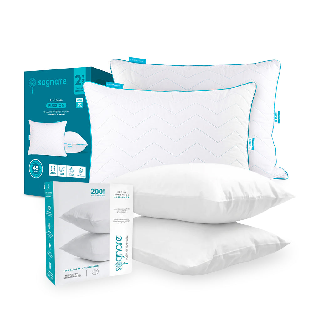 Paquete de 2 almohadas Fussion Estándar + Set de fundas